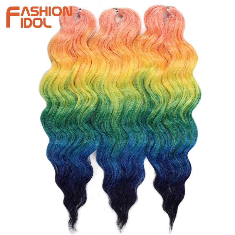 24 Inch Synthetic Hair Water Wave Braiding Hair Extensions Ombre Blonde Deep Wave Afro Curl Twist Crochet Hair for Women