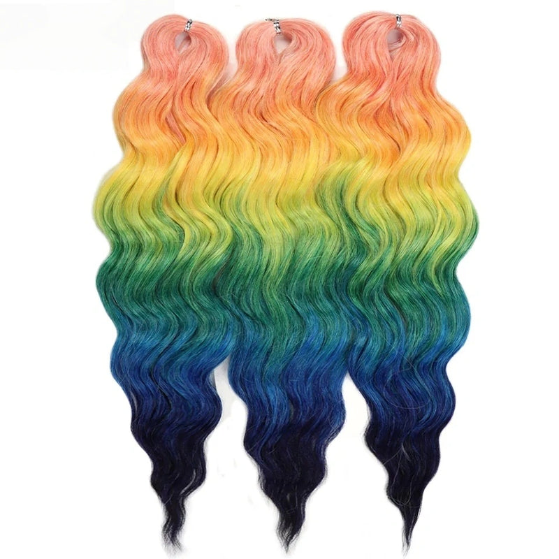 Water Wave Ombre Blonde Braiding Hair Extensions – Deep Wave Afro Curl Crochet for Women