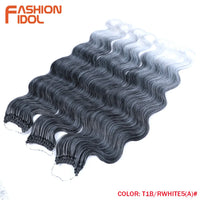 24 Inch Body Wave Crochet Hair – Synthetic Ombre Blonde Goddess Crochet Braids Natural Wavy Extensions