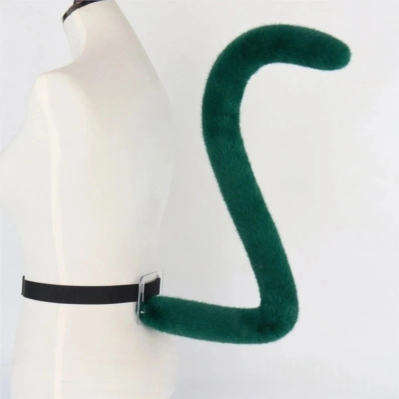 Cute Green Cat-Ear & Tail Cosplay Set – Furry Animal Costume Accessory