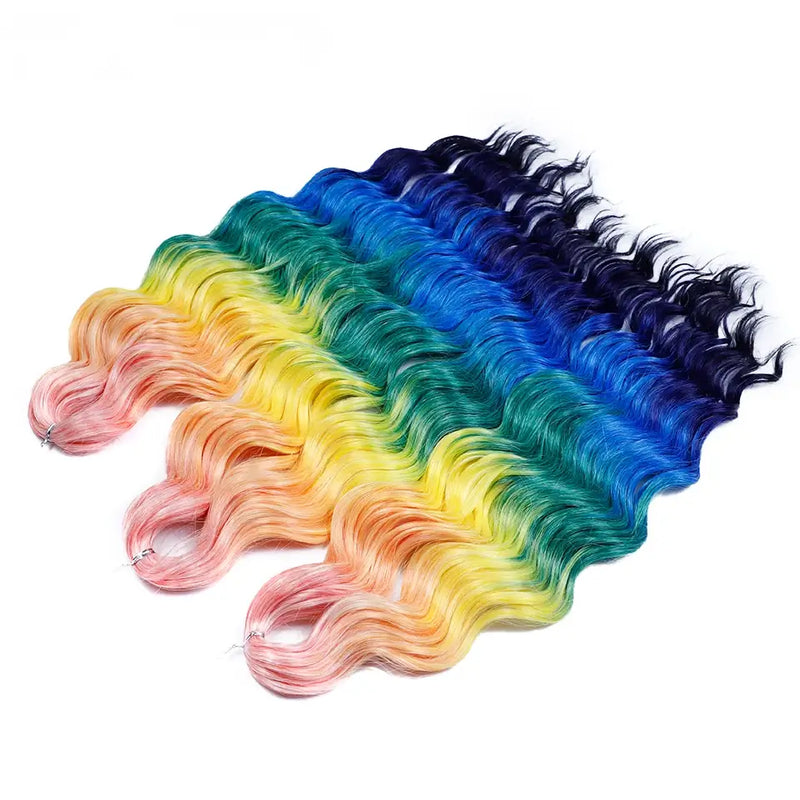 3 Pack Synthetic Loose Deep Wave Braiding Hair Extensions 24 Inch Deep Curly Twist Crochet Braid Hair Ombre Blonde Brown