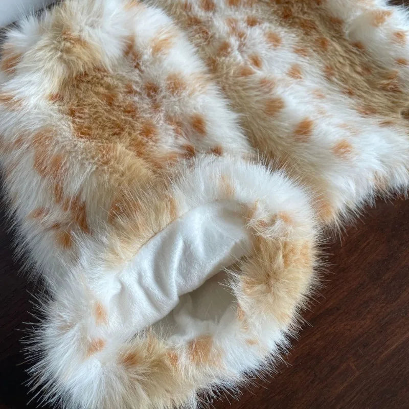 Plush Faux Fur Leg Warmers Leopard Pattern Winter Boot Covers