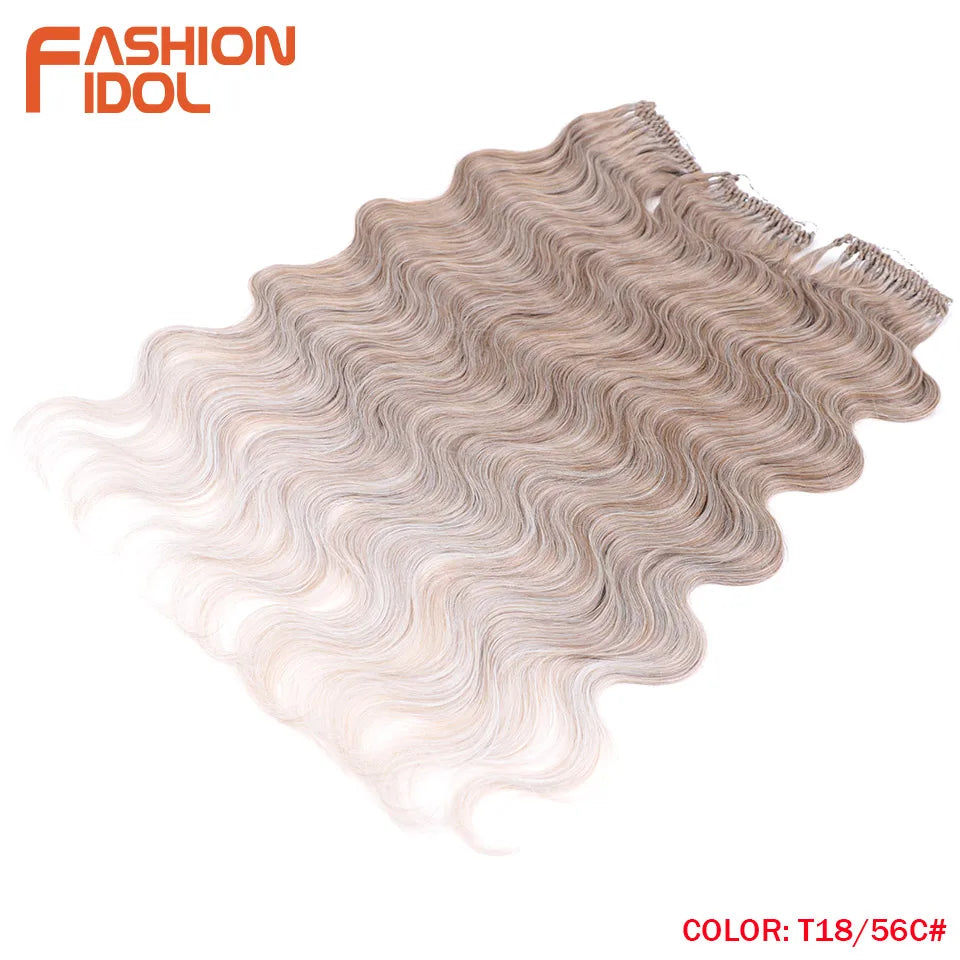 24 Inch Body Wave Crochet Hair – Synthetic Ombre Blonde Goddess Crochet Braids Natural Wavy Extensions
