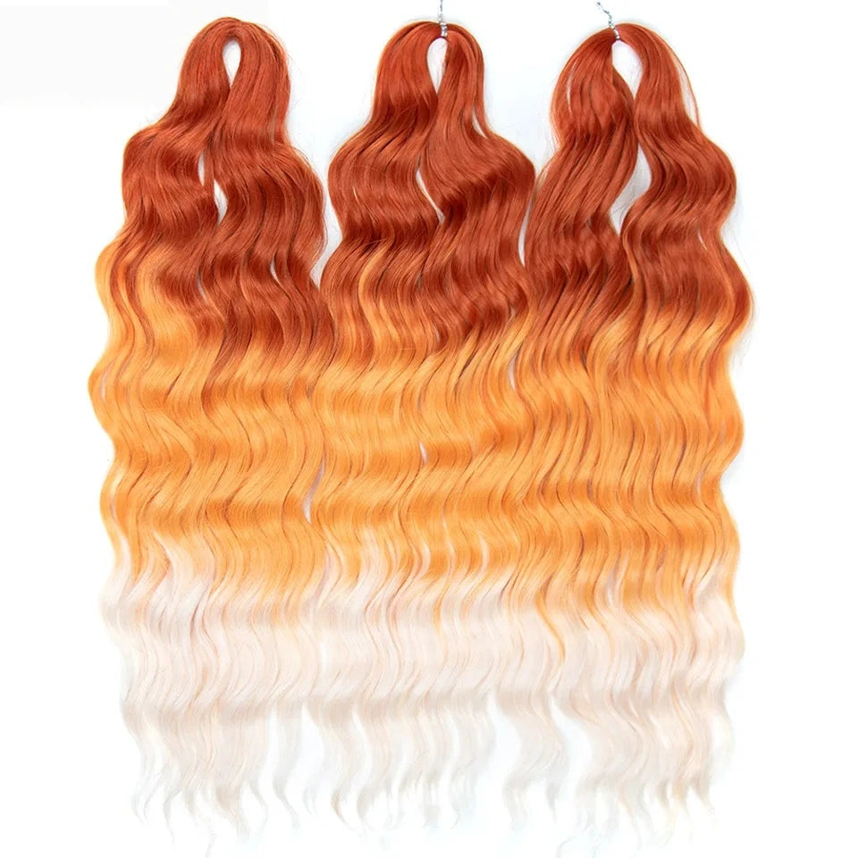 Water Wave Ombre Blonde Braiding Hair Extensions – Deep Wave Afro Curl Crochet for Women
