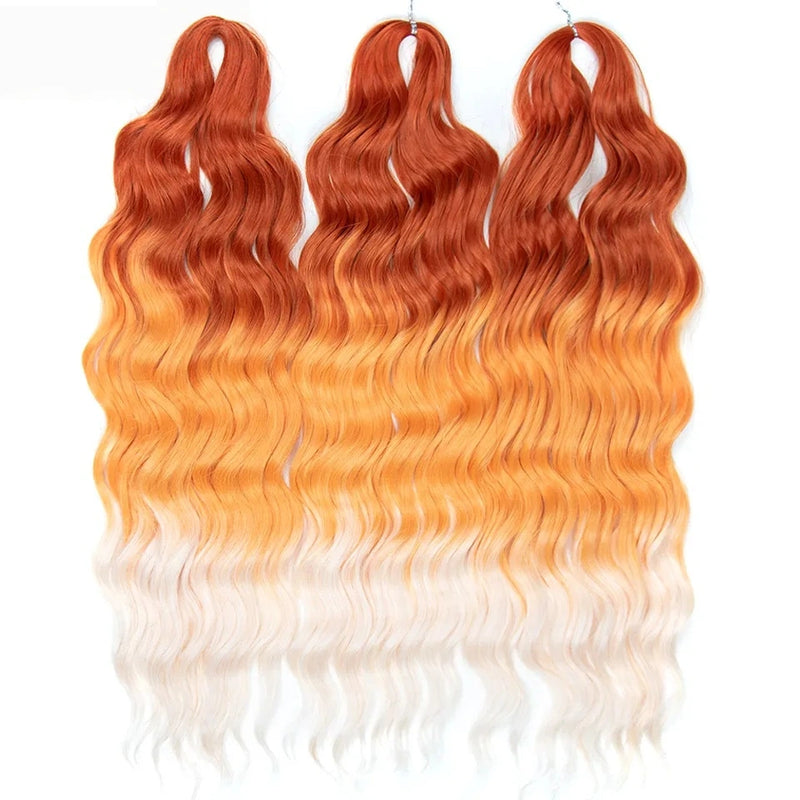 Water Wave Ombre Blonde Braiding Hair Extensions – Deep Wave Afro Curl Crochet for Women