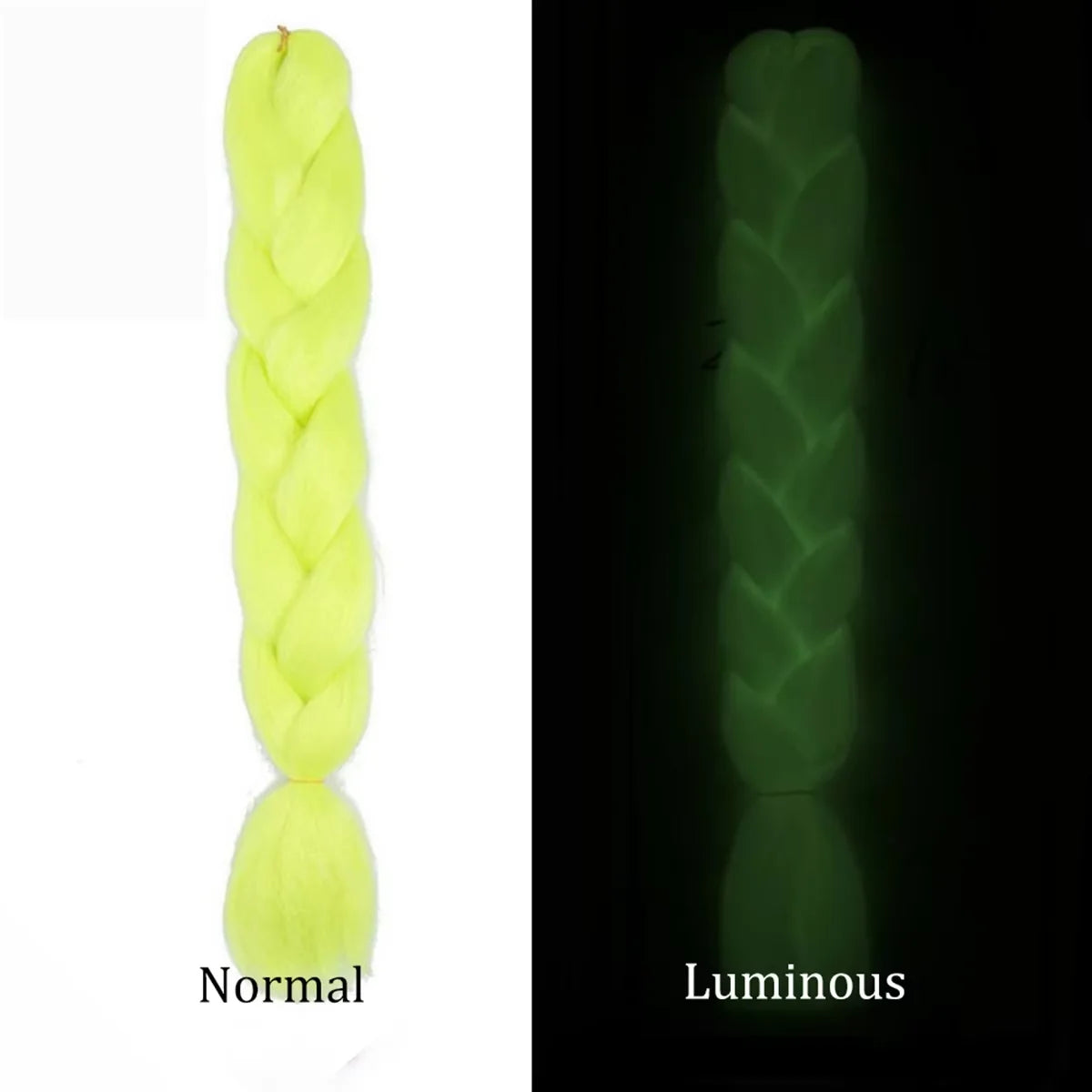 24 Inch Glow in the Dark Braiding Hair – Synthetic Rainbow Jumbo Braid Extensions
