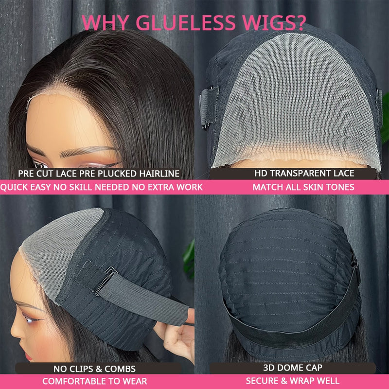 Wear And Go Glueless Wig Human Hair Ready To Wear 13x4 Lace Front Wigs Straight Short Bob Lace Wig For Black Women Preplucked