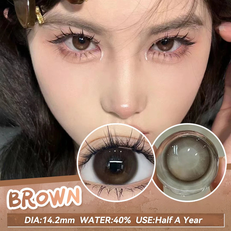 Gray Prescription Contact Lenses Fashion Pupils Cosmetics Eye Color Lenses Myopia Colored Contact Lenses Brown OVOLOOK