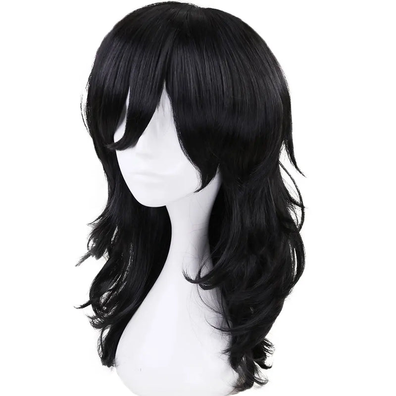 Cosplay Wig Long Wavy Bangs Synthetic Hair Black Wigs For Women Men Dress Up Wig For Anime Costume Party Wig For Halloween Wig