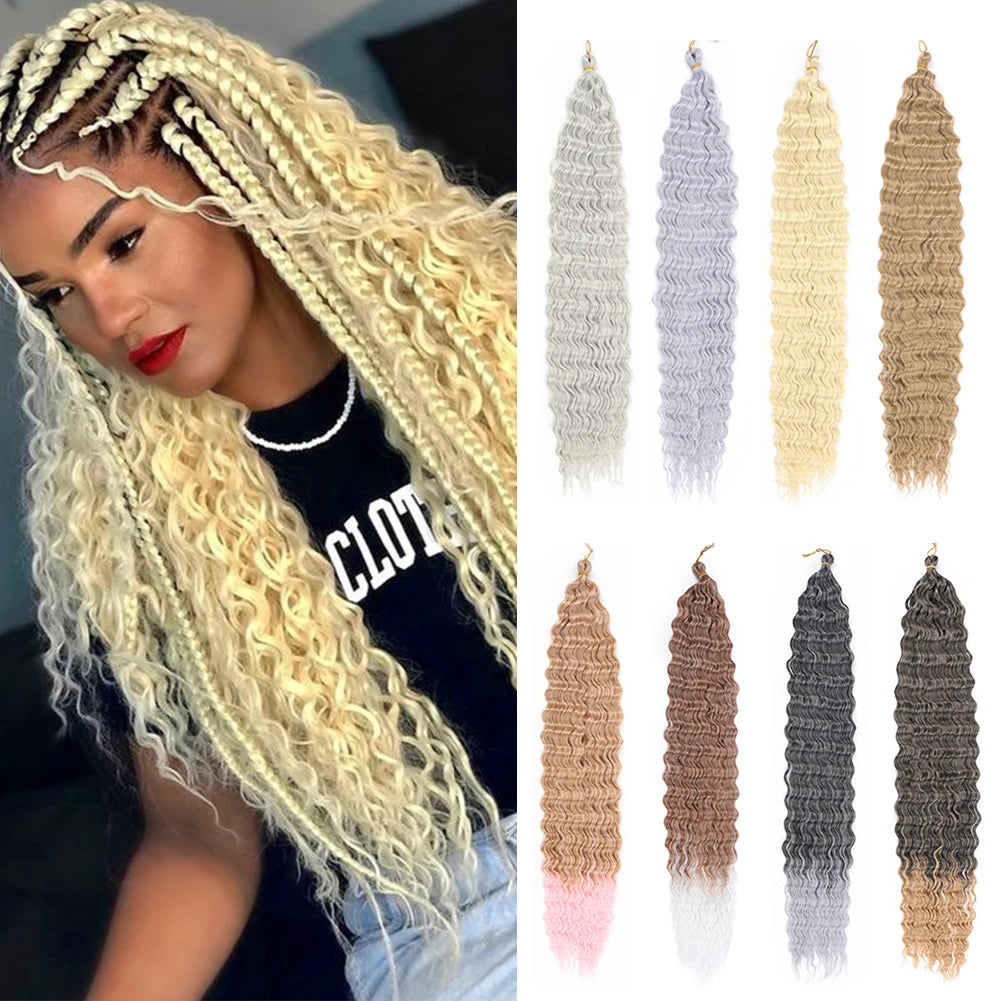 Ocean Wave Crochet Hair 22 Inch Deep Wave Curly Braiding Hair Soft Synthetic Crochet Braids for Black Women