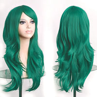 Soowee 70cm Long Synthetic Wigs Pink Purple Cosplay Wig Wavy Halloween Costume Hair Fake Hairpieces for Women