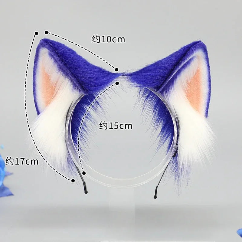 New Game Hedgehog Anime Cosplay Headband Blue Cat Ears Headwear Plush Lolita Headdress Halloween Hair Accessories Cat Ears Prop