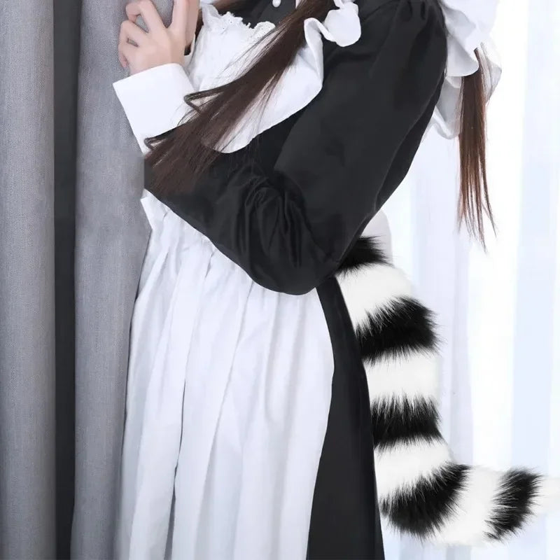 Plush Fox Tail Cosplay Accessory – 50cm Faux Fur Animal Tail with Waist Belt