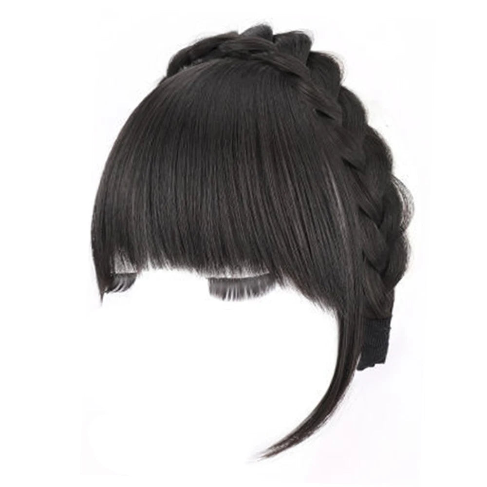 Clip-In Bangs Headband – Synthetic Fake Fringe Hair Extension with Invisible Natural Clips for Women