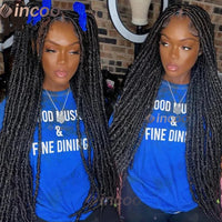 Locs Goddess Full Lace Synthetic Braided Wig 40'' Soft Butterfly Crochet Hair Wig Pre Looped Afro Box Braids Wig For Black Women