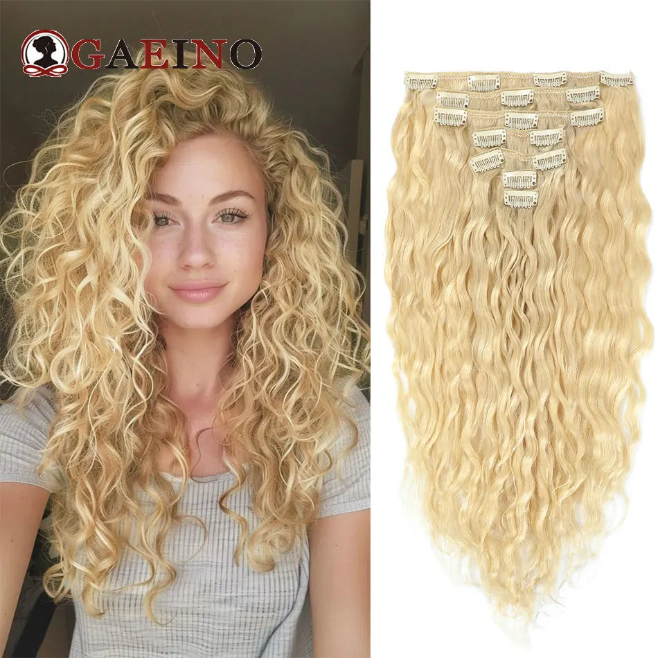 Curly Water Wave Human Hair Clip-Ins – 7 Pieces
