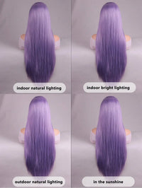 Lavender Wig with Bangs – Long Straight Heat Resistant Synthetic Wig for Women, Daily Wear & Party