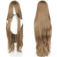 100cm Long Straight Synthetic Wig with Bangs – Pink Purple Cosplay Wig for Women