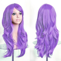 Soowee 70cm Long Synthetic Wigs Pink Purple Cosplay Wig Wavy Halloween Costume Hair Fake Hairpieces for Women