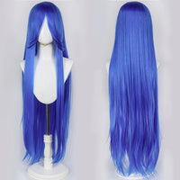 100cm Long Straight Synthetic Wig with Bangs – Pink Purple Cosplay Wig for Women