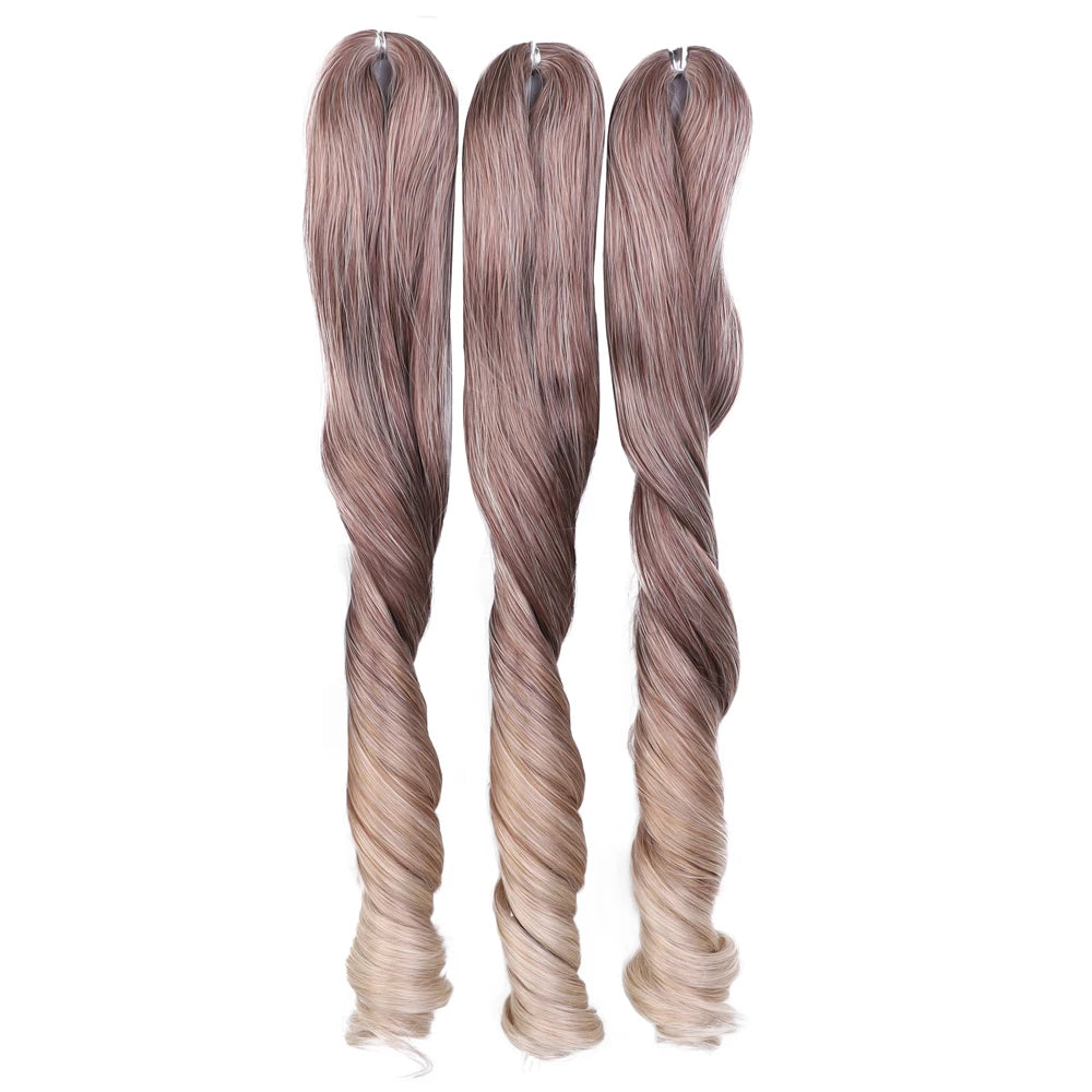 18 Inch French Curly Crochet Braiding Hair Synthetic Blonde Loose Wave Braids Hair Spiral Curls Hair Extensions