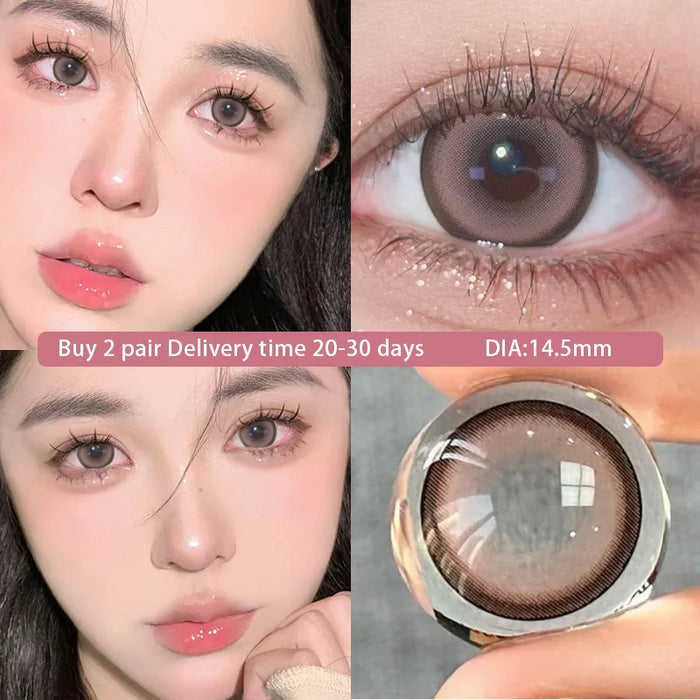 Colored Contact Lenses Myopia Power Pink Lens -0.00 to -8.00 Amber Makeup for Eyes with Blue Lens KSSEYE