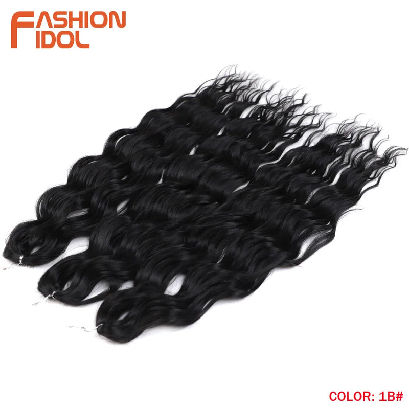24 Inch Synthetic Hair Water Wave Braiding Hair Extensions Ombre Blonde Deep Wave Afro Curl Twist Crochet Hair for Women