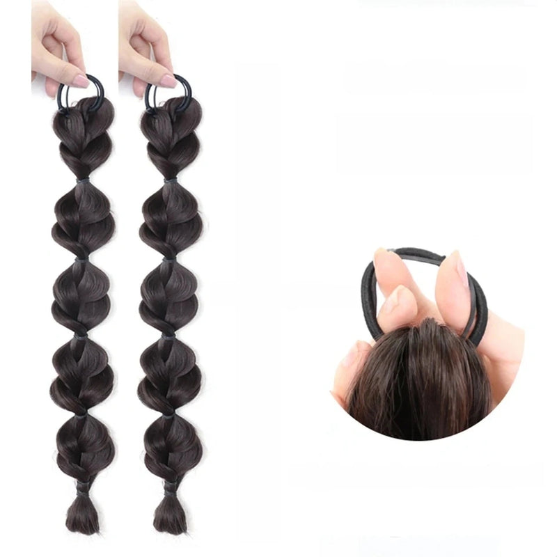 Bubble-Twist High Elastic Ponytail Wig – Synthetic Lantern Braid Hairpiece for Women (Multiple Colours)