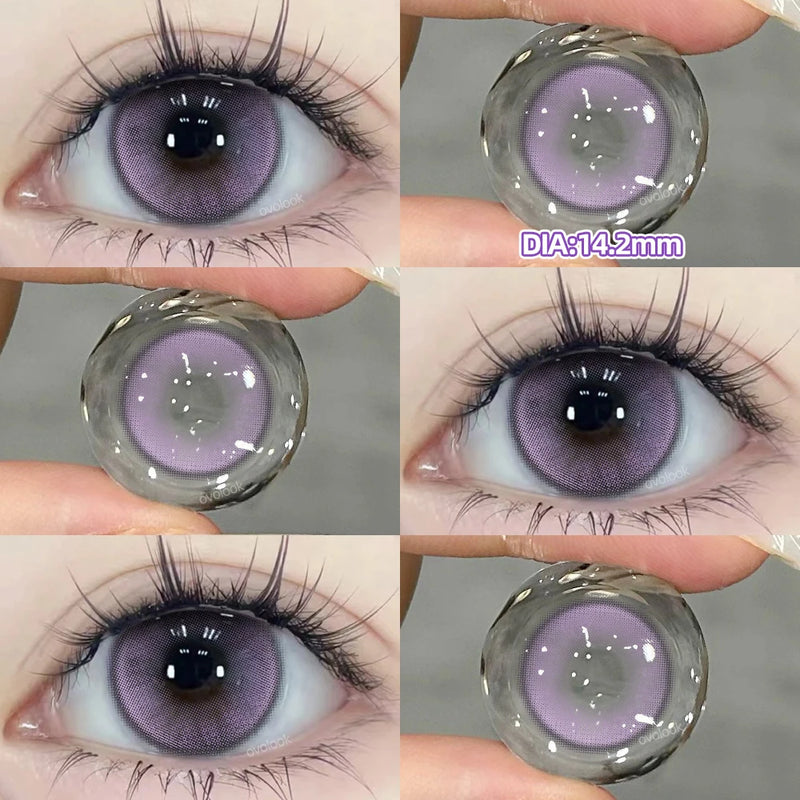 1 Pair Myopia Fashion Lens Prescription Colored Contact Lenses Beauty Pupils Purple Eye Lenses Blue Eye Color Lenses OVO