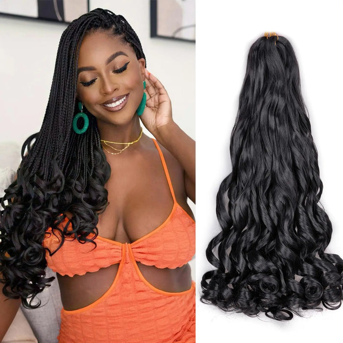 22inch Synthetic Loose Wave Crochet Hair French Curly Braiding Hair Extensions Pre Stretched Curly Crochet hair for Black Women