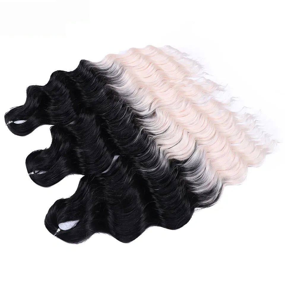 Water Wave Ombre Blonde Braiding Hair Extensions – Deep Wave Afro Curl Crochet for Women