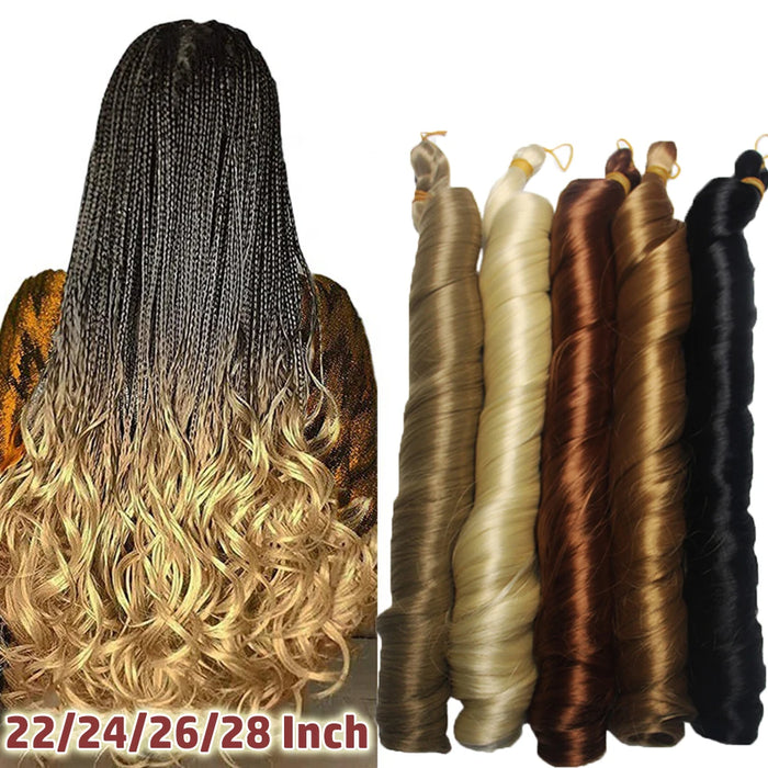 French Curls Braiding Hair 12-24inch Hair Extensions Synthetic Hairs Spiral Curls Braids Pre Stretched Loose Wave Braiding Hair