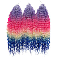 22 Inch Ombre Blonde Rainbow Water Wave Crochet Hair – 300g Synthetic Curly Braiding Extensions