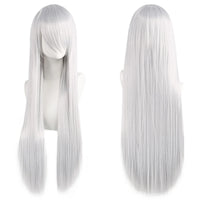 80cm Long Synthetic White Purple Cosplay Wigs Green Hair Straight Silver Wig Pink Hairpiece Lolita Wig with Bangs