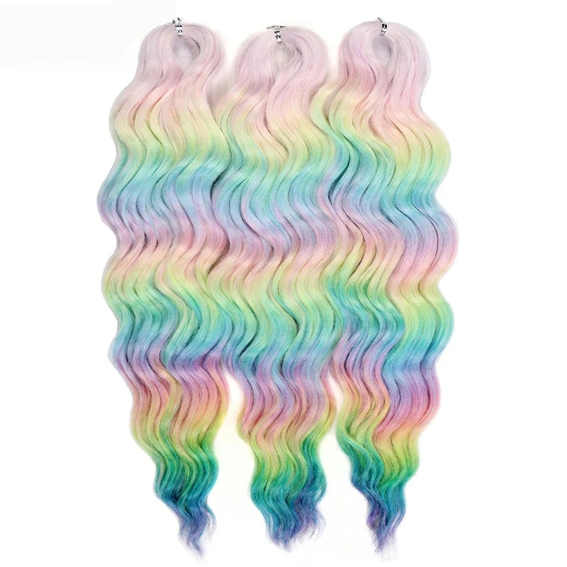 Water Wave Ombre Blonde Braiding Hair Extensions – Deep Wave Afro Curl Crochet for Women