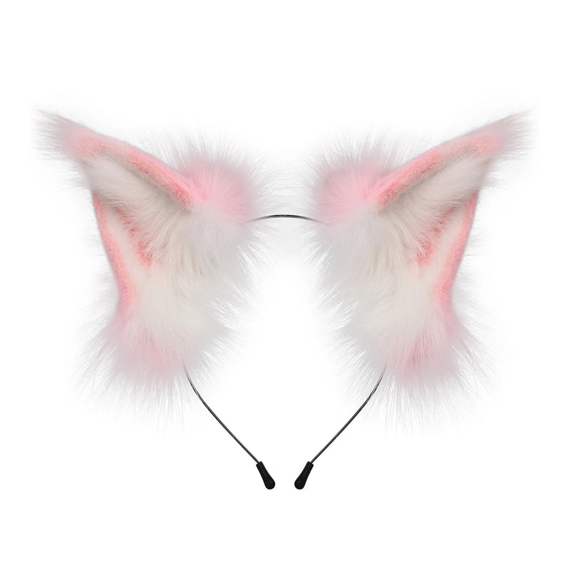 Fluffy Fox Ears Headband – Orange & White Furry Animal Costume Accessory for Cosplay & Halloween Dress Up