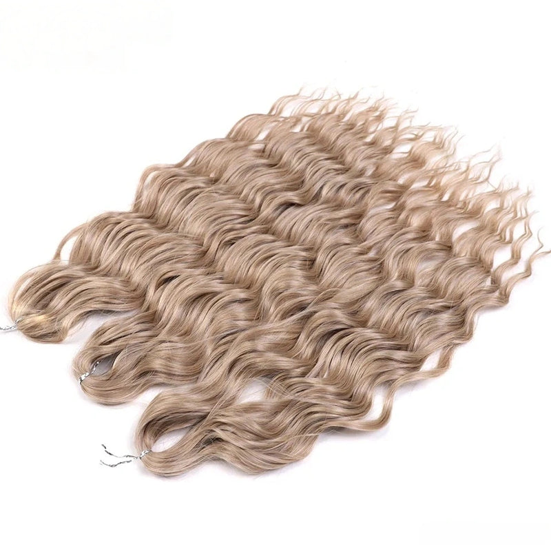 Water Wave Ombre Blonde Braiding Hair Extensions – Deep Wave Afro Curl Crochet for Women