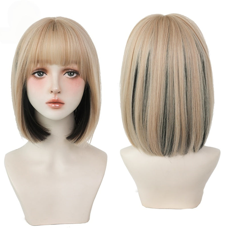 Short Black Bob Wig with Bangs – Synthetic Heat-Resistant Daily Wear Wig