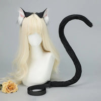Handmade Plush Cat Ear Headband & Tail Set – Realistic Animal Cosplay Kit for Anime, Halloween & Furry Events