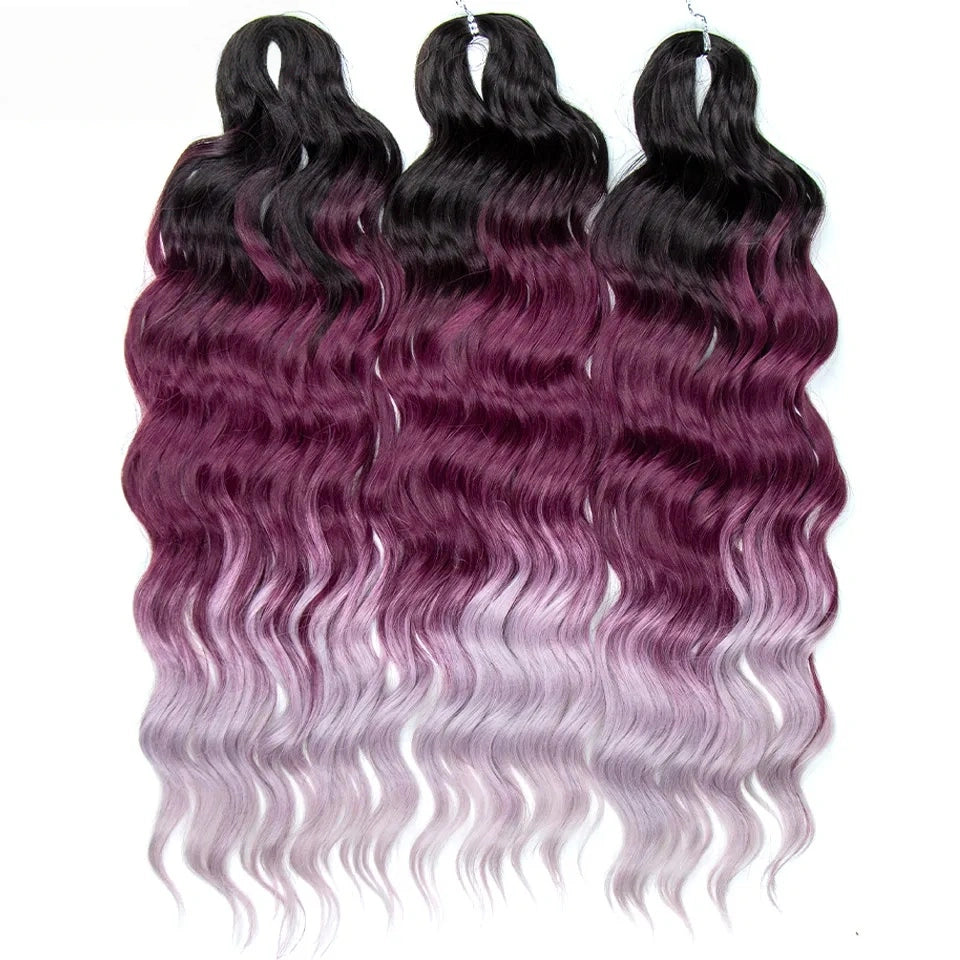 Water Wave Ombre Blonde Braiding Hair Extensions – Deep Wave Afro Curl Crochet for Women