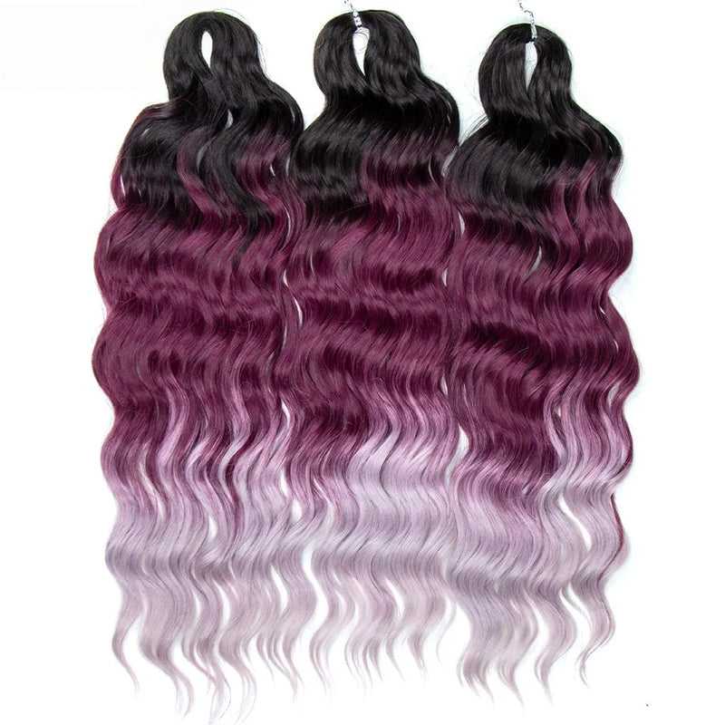 Water Wave Ombre Blonde Braiding Hair Extensions – Deep Wave Afro Curl Crochet for Women