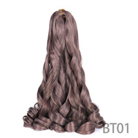 1B/Pink 24" Synthetic French Curly Braiding Hair Pre Stretched Loose Wavy Spiral Curl Crochet Braids Hair Extensions for Women