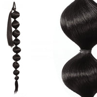 Synthetic Bubble Ponytail Wrap-Around Lantern Hair Extension – Long Afro Bubble Braids, Black & Brown