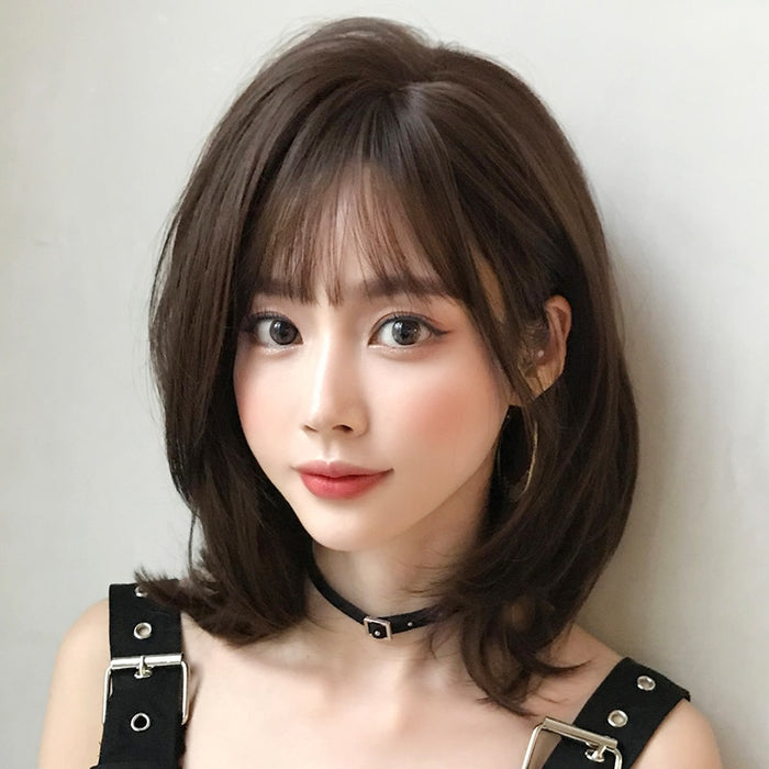 Short Black Bob Wig with Bangs – Synthetic Heat-Resistant Daily Wear Wig
