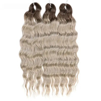 3 Pack Synthetic Loose Deep Wave Braiding Hair Extensions 24 Inch Deep Curly Twist Crochet Braid Hair Ombre Blonde Brown