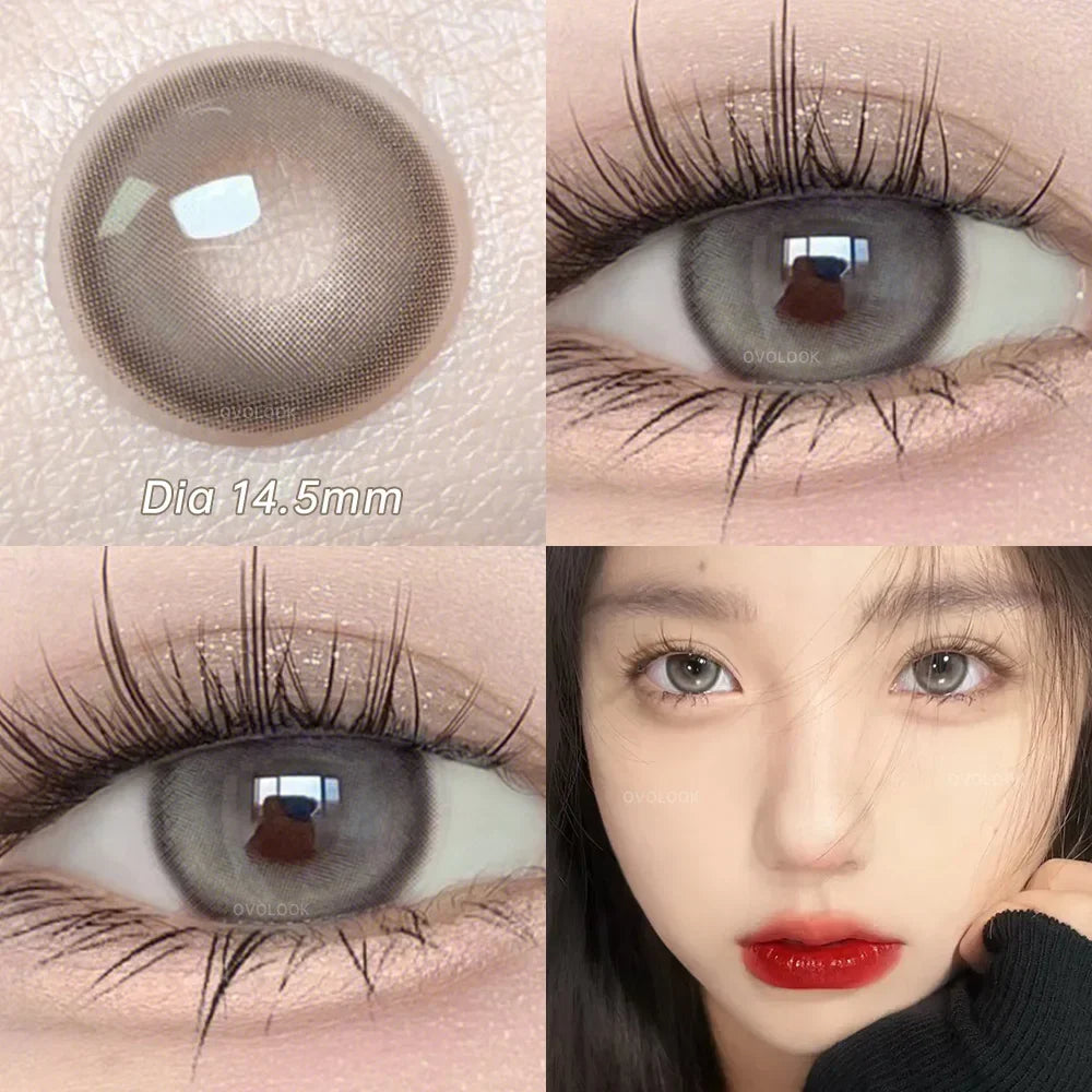 OVOLOOK-2pcs/Pair Contact Lenses Fast Shipping Big Black Lenses for Eyes Beauty Pupils Comestic Eye Color Lens 14.5mm/14.2mm