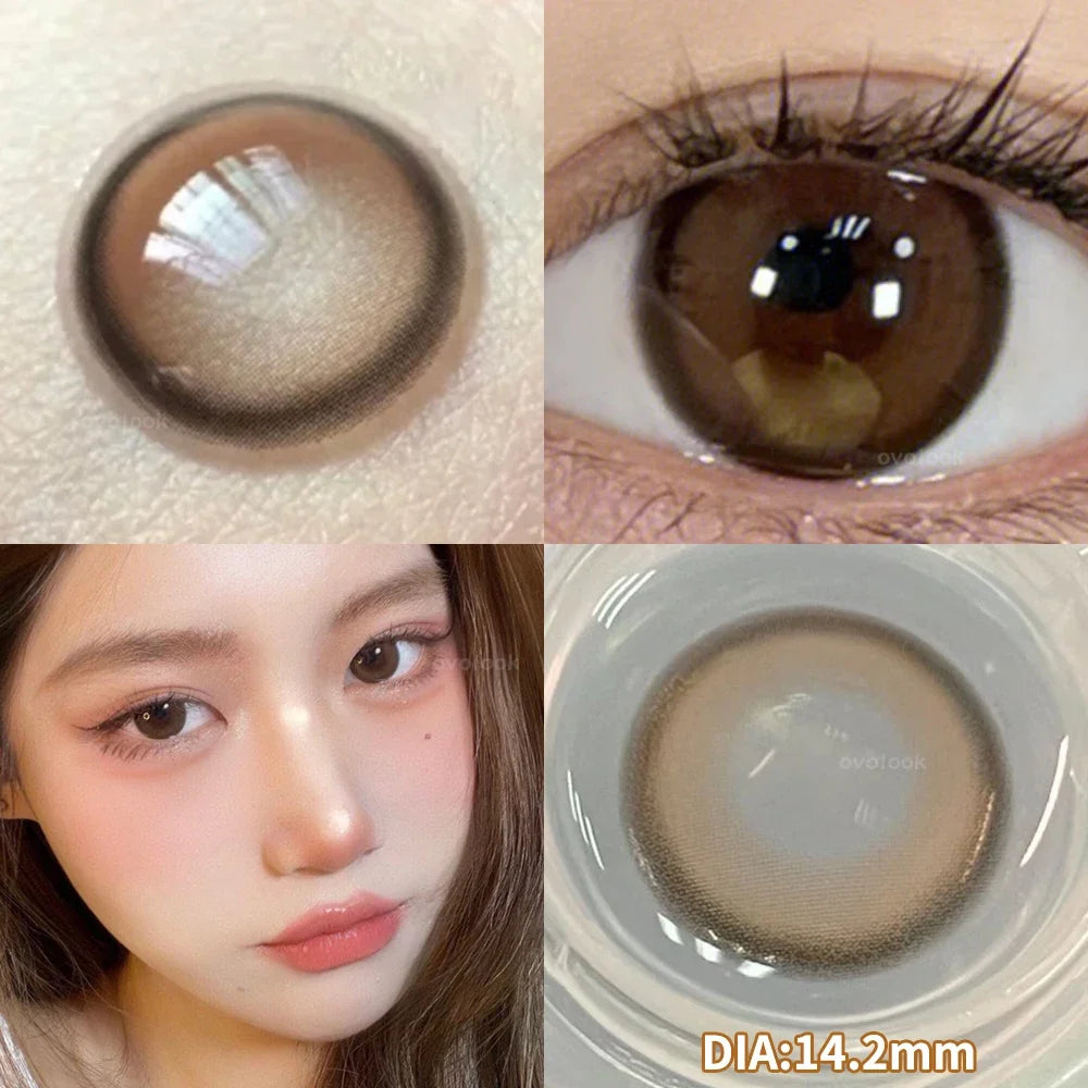 OVOLOOK-2pcs/Pair Contact Lenses Fast Shipping Big Black Lenses for Eyes Beauty Pupils Comestic Eye Color Lens 14.5mm/14.2mm