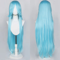 100cm Long Straight Synthetic Wig with Bangs – Pink Purple Cosplay Wig for Women