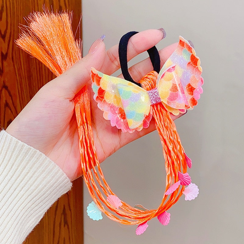 New Girls Colorful Wigs Ponytail Headbands Rubber Bands Beauty Hair Bands Headwear Kids Hair Accessories Head Band Hair Ornament