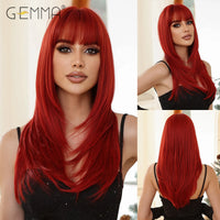 Ombre Light Pink Blonde Long Straight Wig Synthetic Colorful Lolita Cosplay Hair Wigs with Bangs for Women Heat Resistant